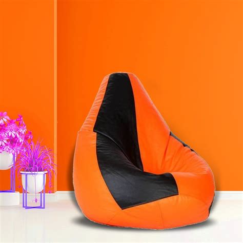 SHIRA 24 XXL Bean Bag Cover Without Beans Black Orange At Rs 350