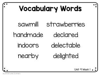 Benchmark Advance 2nd Grade Vocabulary Word Picture Definition