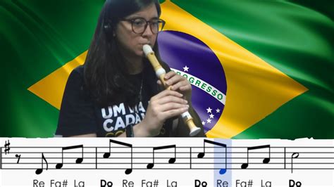 HINO NACIONAL BRASILEIRO Partitura Notas Flauta Doce Multi