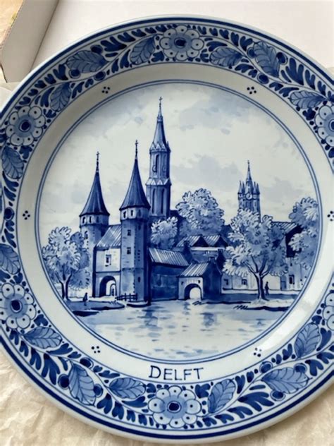 Porceleyne Fles Delfs Blauw Bord Met Afbeelding Oude Kerk Delft Kopen