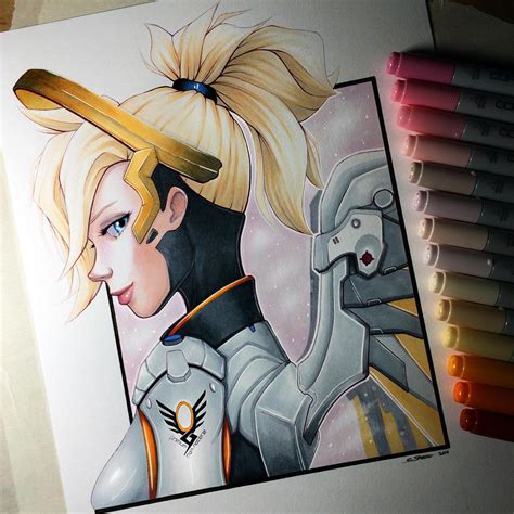 Mercy From Overwatch Copic Marker Drawing By Lethalchris On Deviantart