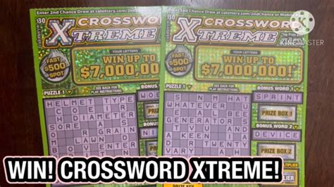 WIN CROSSWORD XTREME CA Scratchers YouTube