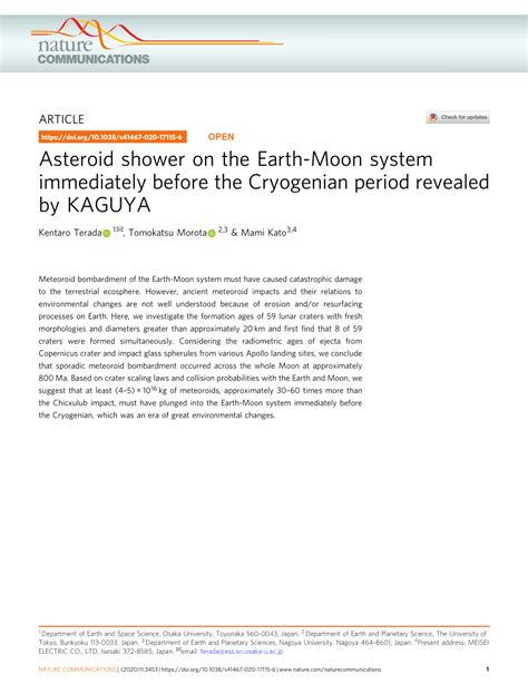 Pdf Asteroid Shower On The Earth Moon System Immediately Before The