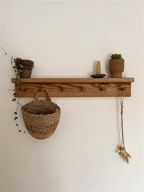 Shaker Peg Shelf Made From Solid Wood Peg Rail Peg Shelf Etsy Uk