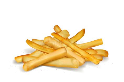 Realistic French Fries Potato Sticks Pile Fried Appetizers Takeaway