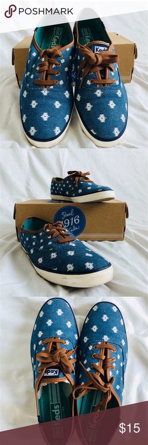 Blue Keds Canvas Sneakers With Tribal Design Keds Tribal Design