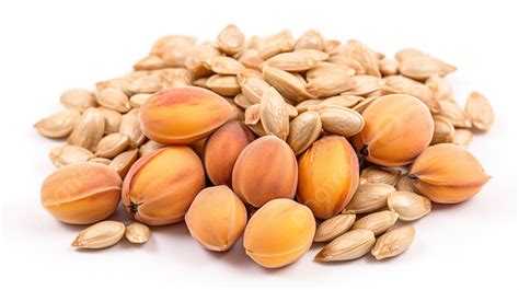 Dried Seeds Of Apricots Isolated On A White Background Peach Seed