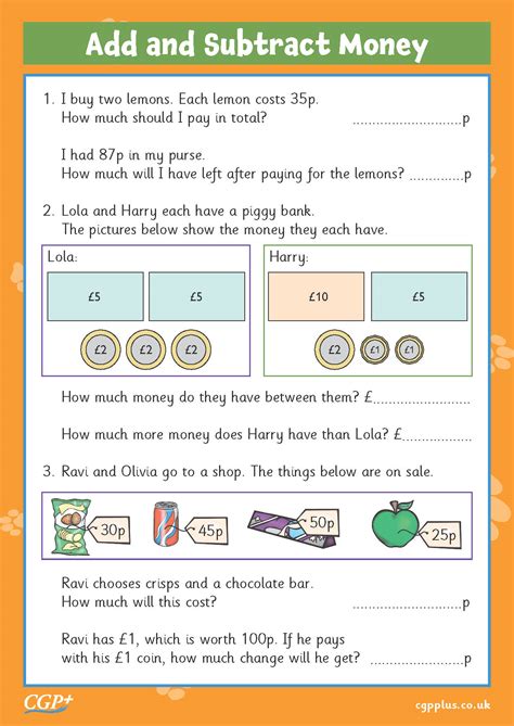 Addition And Subtraction Money Problems Stretch Year 2 CGP Plus