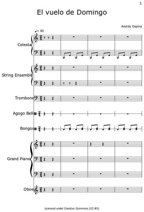 El Vuelo De Domingo Sheet Music For Celesta String Ensemble