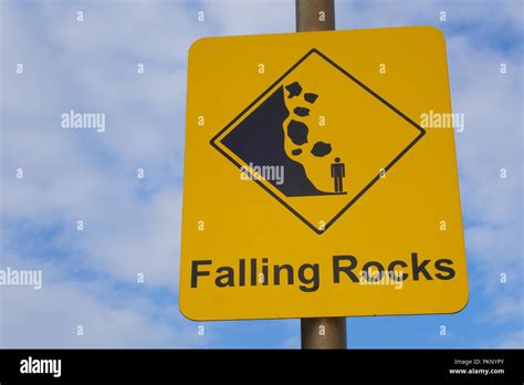 Beware Falling Rocks Sign High Resolution Stock Photography And Images