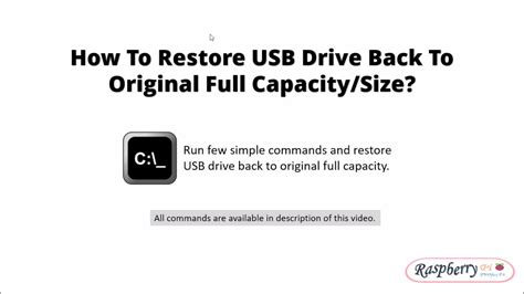 How To Restore Usb Drive Back To Original Full Capacity Size Youtube