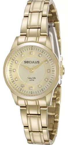 Rel Gio Feminino Dourado Seculus Long Life Lpsvda Mercadolivre