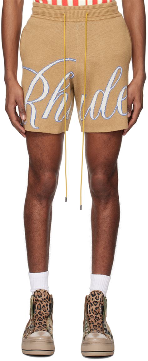 Rhude Tan Jacquard Shorts Ssense Canada