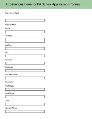 Fillable Online Experiences Form For Pa School Application Process Fax