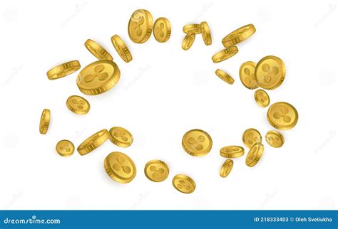 Ripple Gold Coins Explosion Isolated On White Background