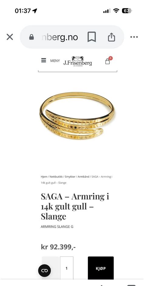 Saga slange 14 karat gull armbånd FINN torget