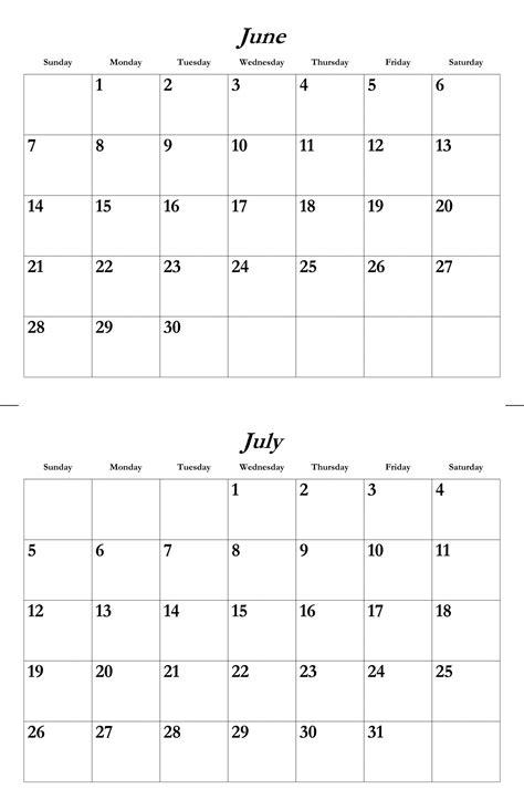 June July Calendar Printable Printable Word Searches