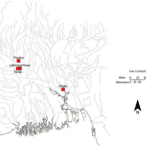 Map of Sultanate cities in Bengal. Base map redrawn from Irfan Habib,... | Download Scientific ...