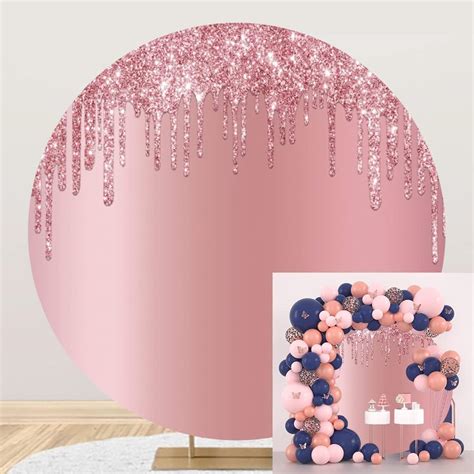 Amazon OERJU 7 2x7 2ft Round Birthday Backdrop Cover Rose Gold