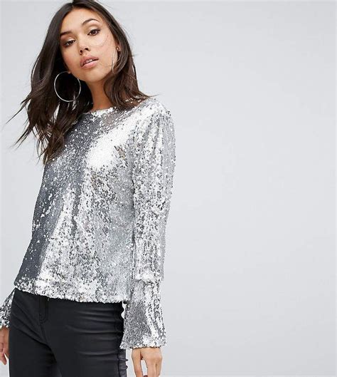 Prettylittlething Exclusive Sequin Top Shiny Clothes Sequin Top