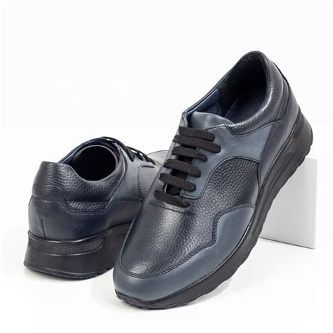 Pantofi Casual Barbati Albastri Din Piele Naturala ZLZ08299 Elaza