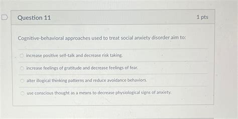 Solved Question Ptscognitive Behavioral Approaches Used Chegg