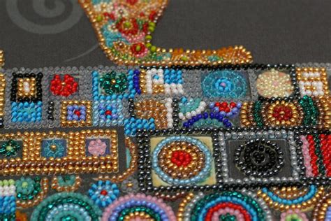 Diy Bead Embroidery Kit On Art Canvas Modern Embroidery Etsy