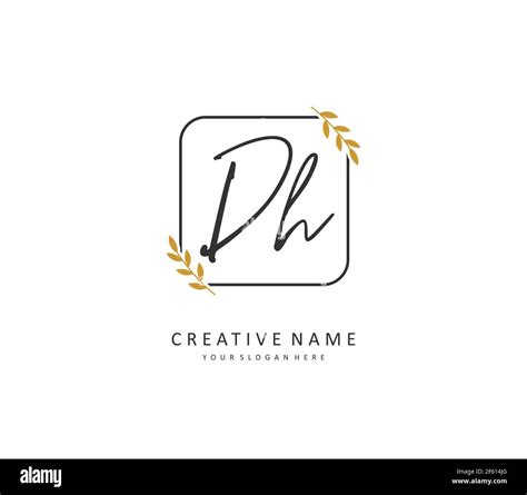 D H Dh Initial Letter Handwriting And Signature Logo A Concept