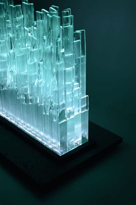 Glass Block Display Case With Green Lighting