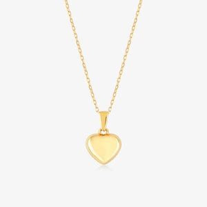 14k Solid Gold Heart Necklace For Women Puffed Heart Pendant Necklace