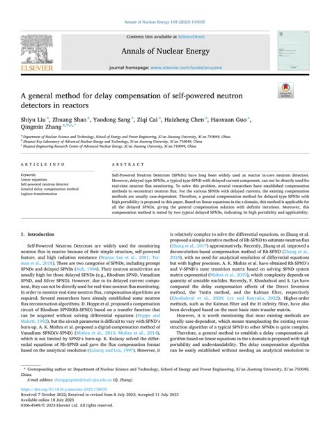 Pdf A General Method For Delay Compensation Of Self Powered Neutron