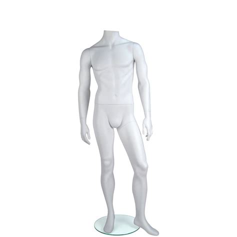 White Fiberglass Headless Male Mannequin Non Foldable Feet At