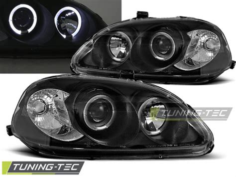 Led Angel Eyes Scheinwerfer F R Honda Civic Schwarz Ihr Partner