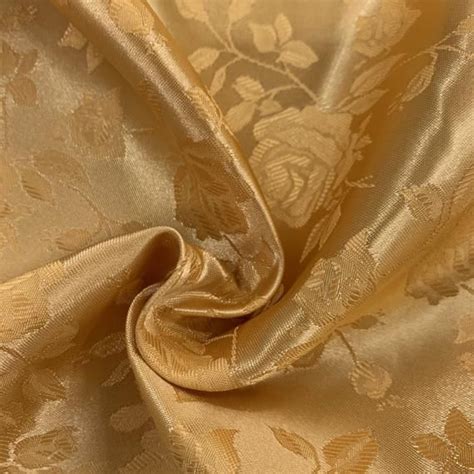 Kayla DARK GOLD Polyester Floral Jacquard Brocade Satin Fabric By The