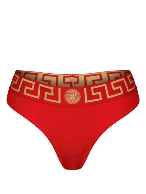 Versace Greca Border Bikini Bottoms Red Farfetch