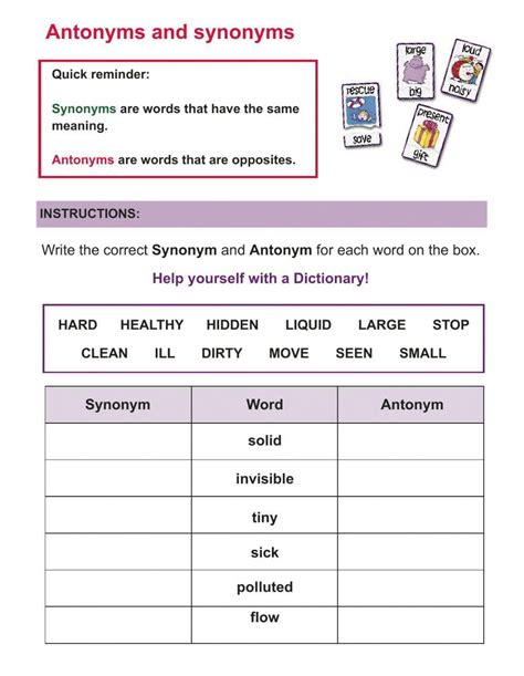 Synonyms And Antonyms Synonyms And Antonyms Worksheet Live