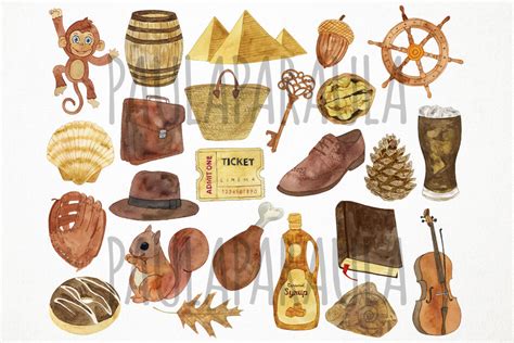 Watercolor Brown Clipart, Brown Color Clipart, Brown Objects Clipart By ...