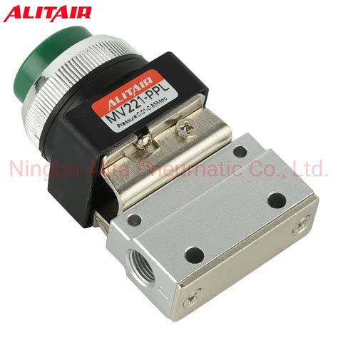 Mov A Port Position Green Push Button Pneumatic Mechanical Valve