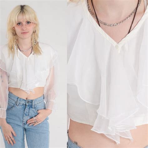 Sheer Ruffle Crop Top Etsy