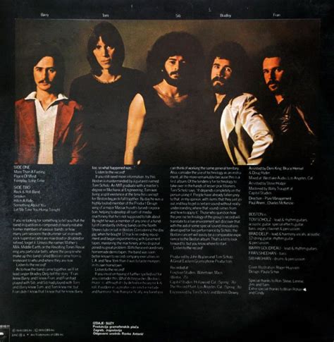 Back cover of Boston's debut album (1976) | Classic rock albums, Tom ...