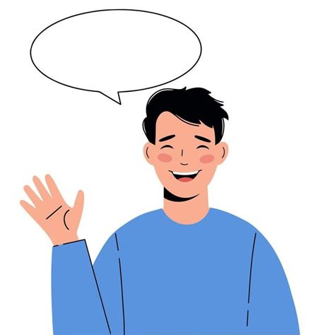 Illustration of young man with a greeting gesture. Man says hello ...