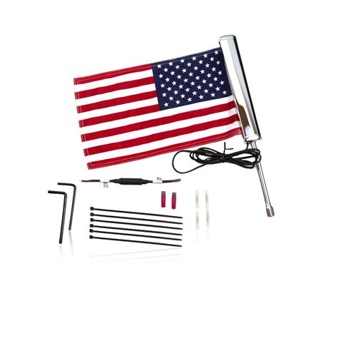 Honda Gold Wing Chrome Led Lighted Flag Pole With American Flag 2018