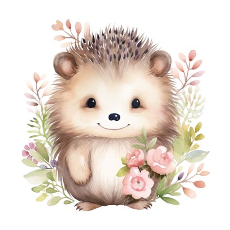 Watercolor Porcupine Cute Clip Art Watercolor Hand Draw Png