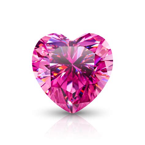 Gigajewe Moissanite Hand Cutting Heart Red Pink Color Vvs