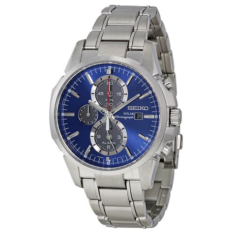 Seiko Solar Chronograph Blue Dial Stainless Steel Mens Watch Ssc085 Solar Chronograph Seiko