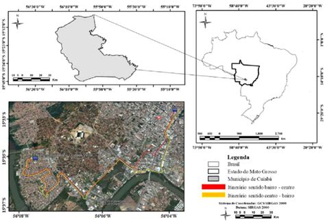 Localização Geográfica do município de Cuiabá MT Brasil destaque