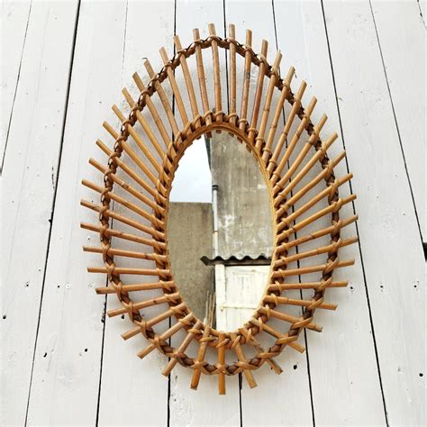 Miroir en rotin vintage année 60 décoration Acolytes Antique