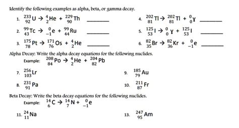 Solved Identity The Following Examples As Alpha Beta Or Gamma Decay