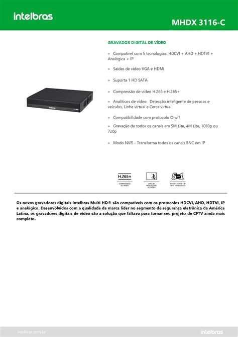 Gravador Digital De V Deo Mhdx C Intelbras