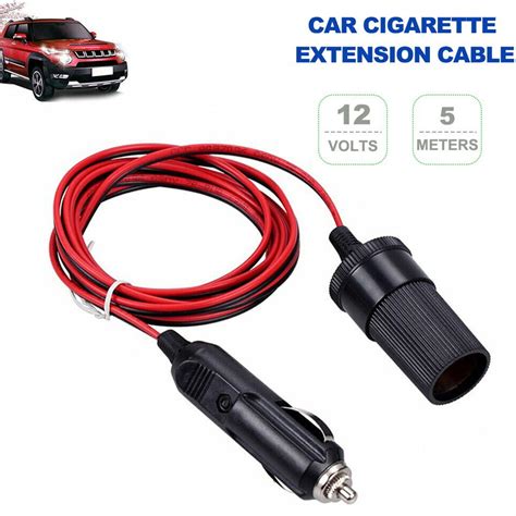 12V 5A Car Cigarette Lighter Socket Extension Cord Cable 5M Male Plug